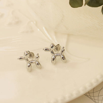 18K Gold-Plated Titanium Steel Puppy Shape Stud Earrings 