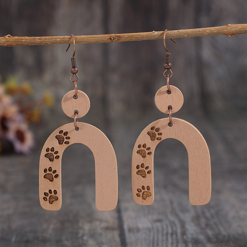 Geometric Shape Wooden Earrings 