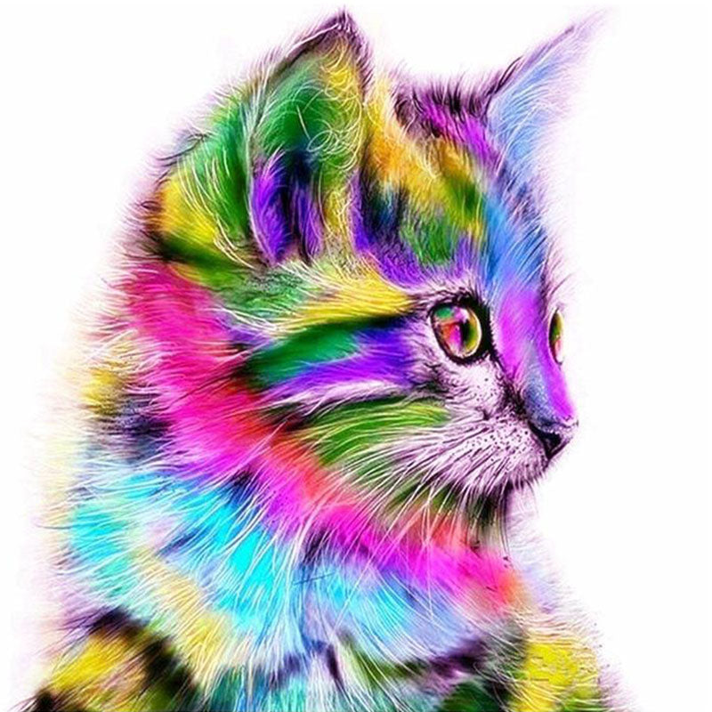 Color 3D Diamond Painting Kit, Complete DIY, Cross Stitch, Kitten Face