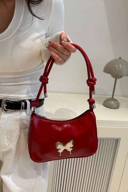 Butterfly PU Leather Knotted Strap Shoulder Bag