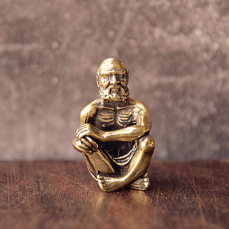 Brass Sitting Bitter Monk Bodhidharma Buddha Statue Ornament