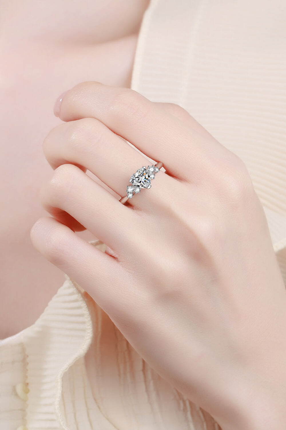 1 Carat Moissanite Heart Ring 