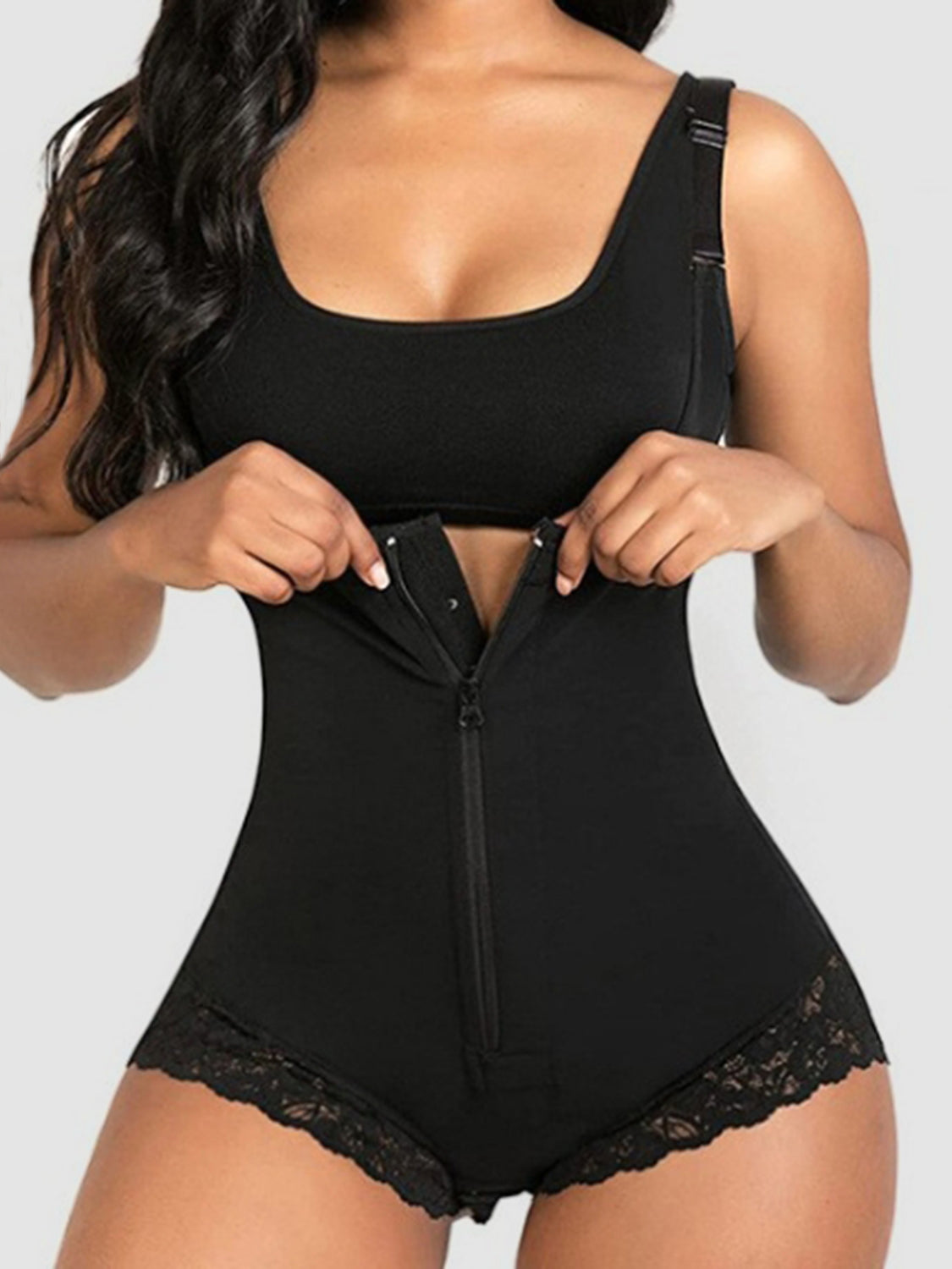 Full Size Lace Detail Wide Strap Shaping Bodysuit 