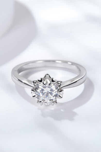 925 Sterling Silver Solitaire Moissanite Ring 