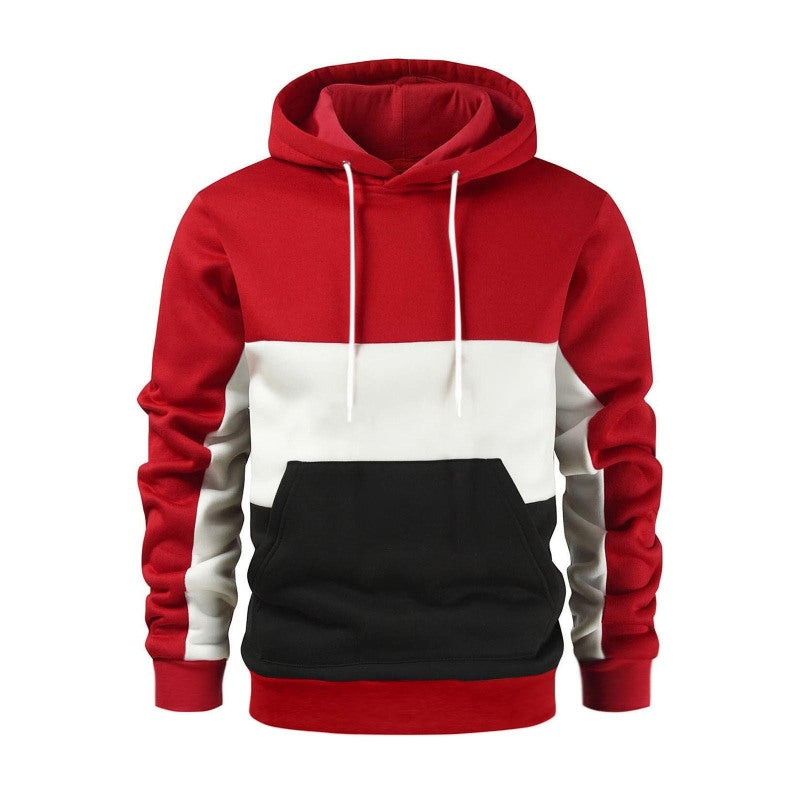 Men's Color Block Color Contrast Long Sleeve Hooded Sweatshirt 