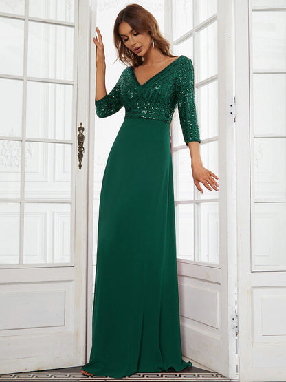 Large Swing Sequin Stitching Evening Dress