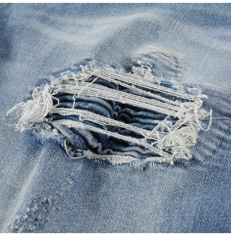 Men's Trendy Brand Frayed Denim Patch