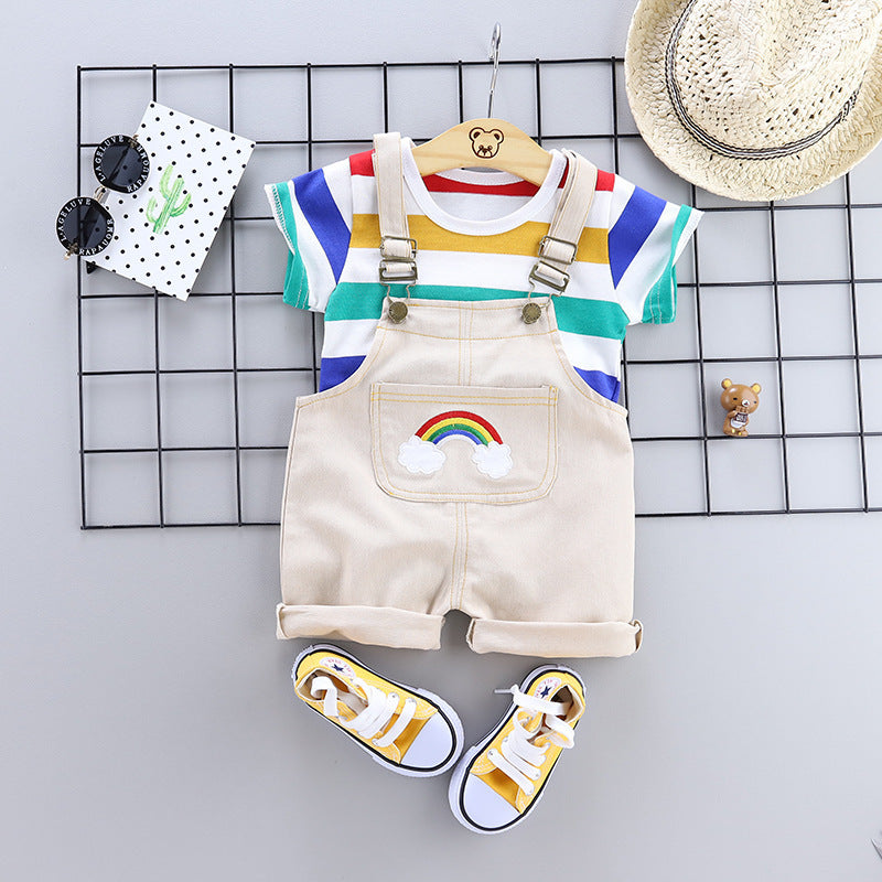 Overalls Baby and Toddler Striped Short Sleeves