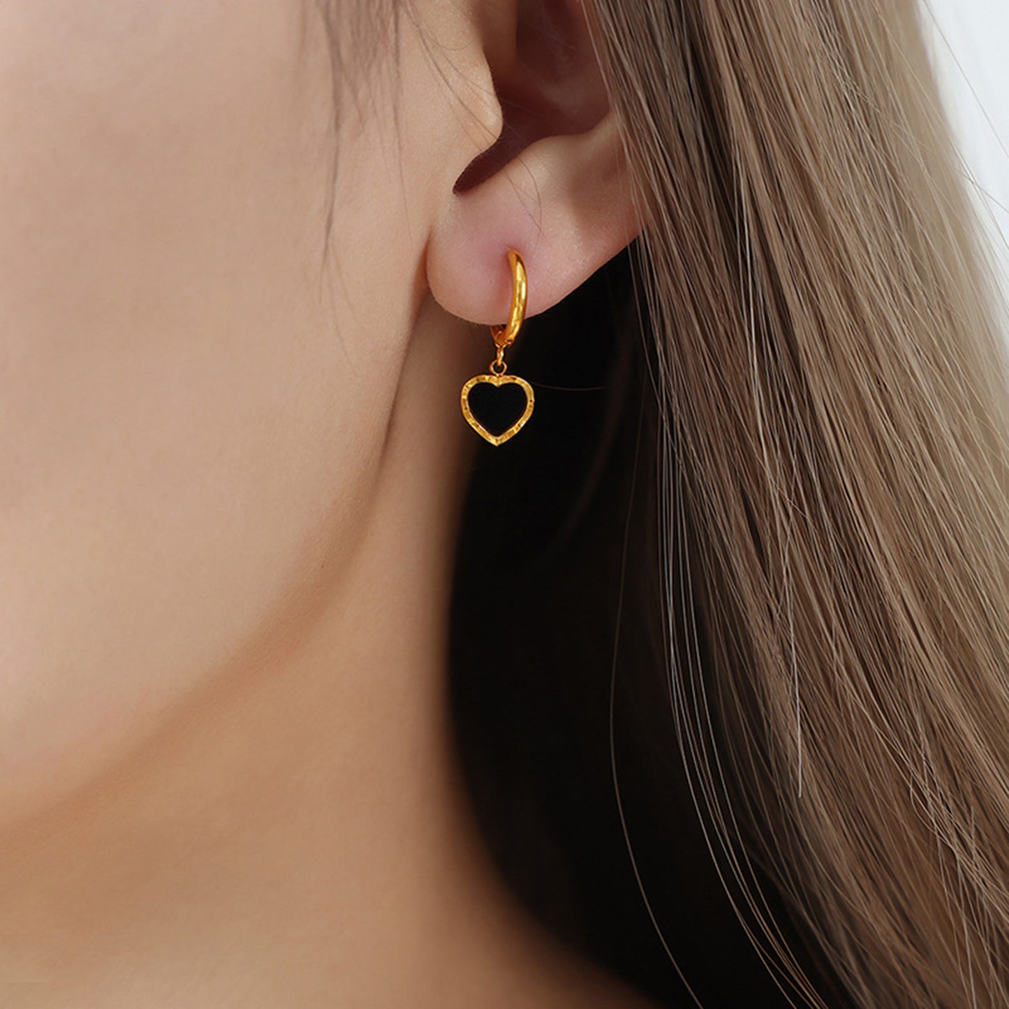 18K Gold-Plated Heart Drop Earrings 