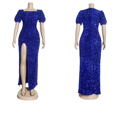 Plus Size Ladies Celebrity Sequin Slim Dress