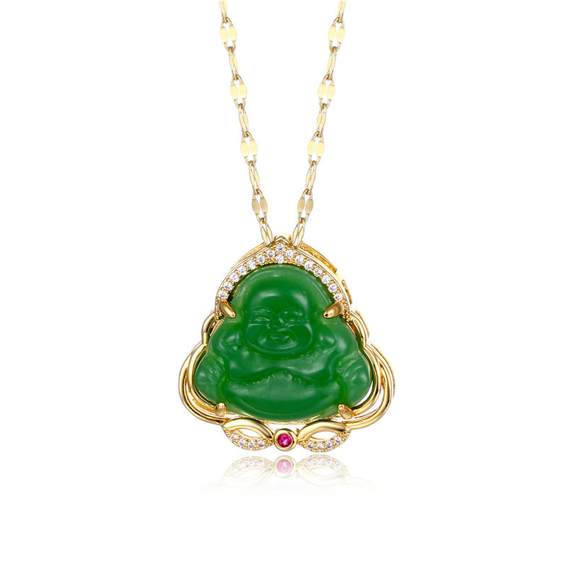 Women's Fashion Small Buddha Pendant Inlaid Zircon Necklace