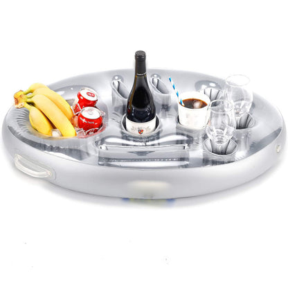 PVC Inflatable Drink Holder Cup Seat Porous Coaster Fruit Wine Mobile Phone Water Inflatable Ice Bed Swimming Pool Dinner Plate