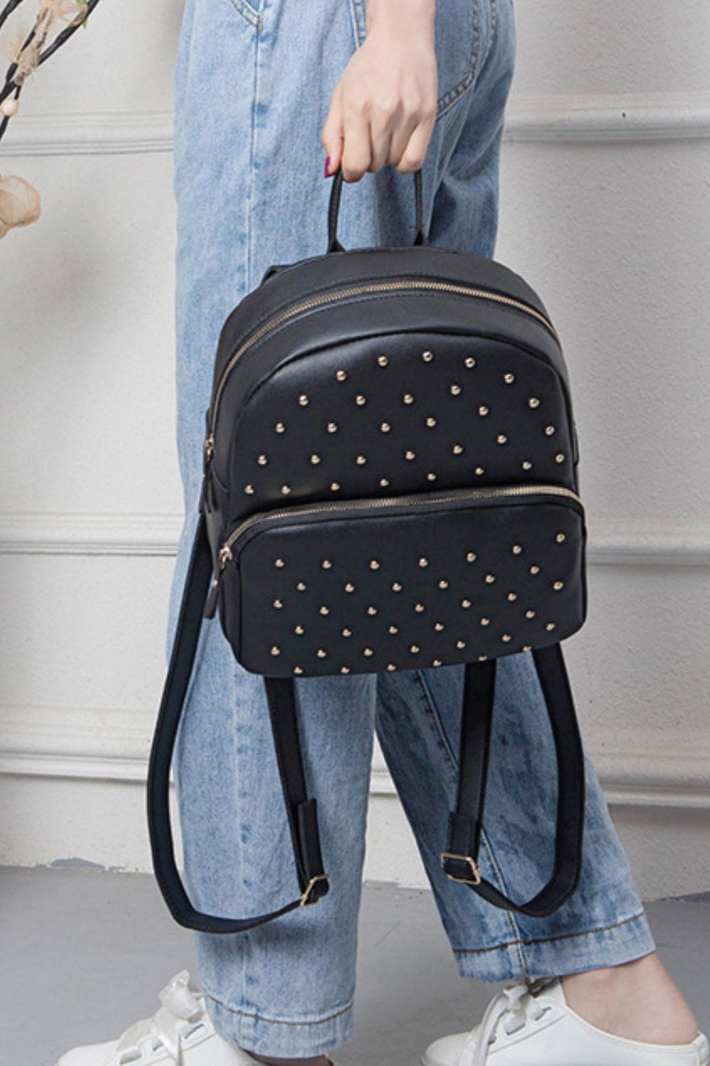 Studded PU Leather Backpack 