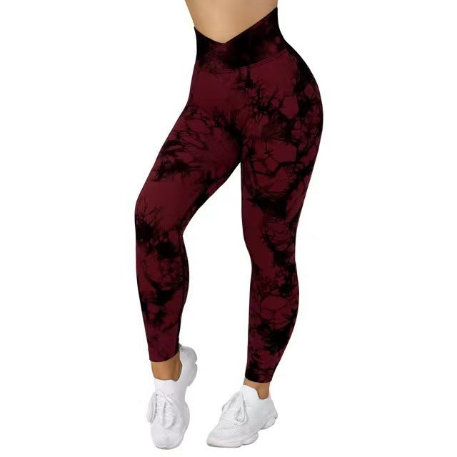 Seamless Tie Dye Leggings Women Yoga Pants Push Up Sport Fitness Running Gym Leggings 