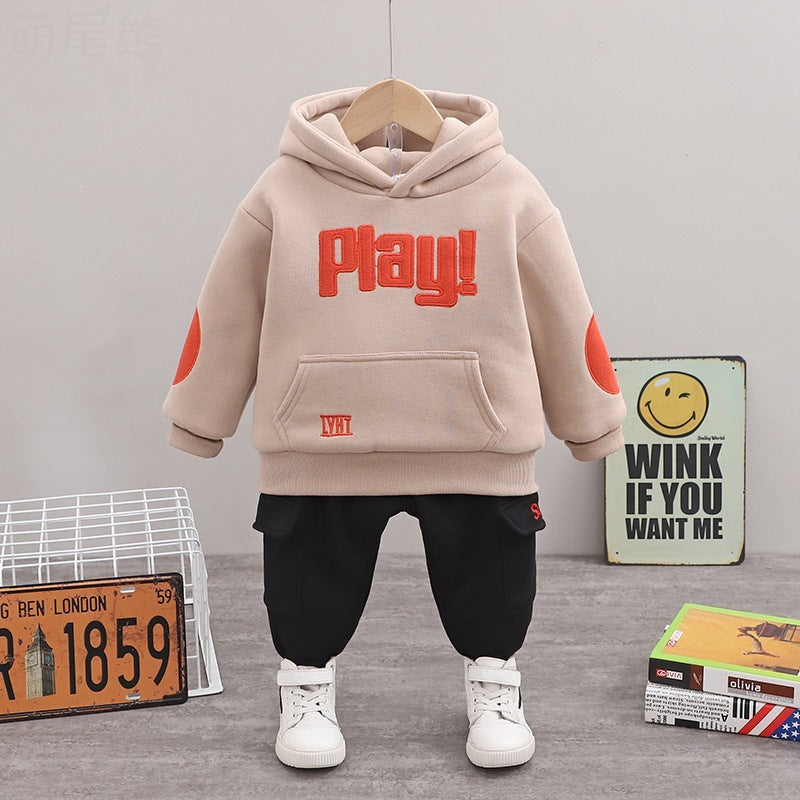 Boys two-piece hooded long-sleeved sweater