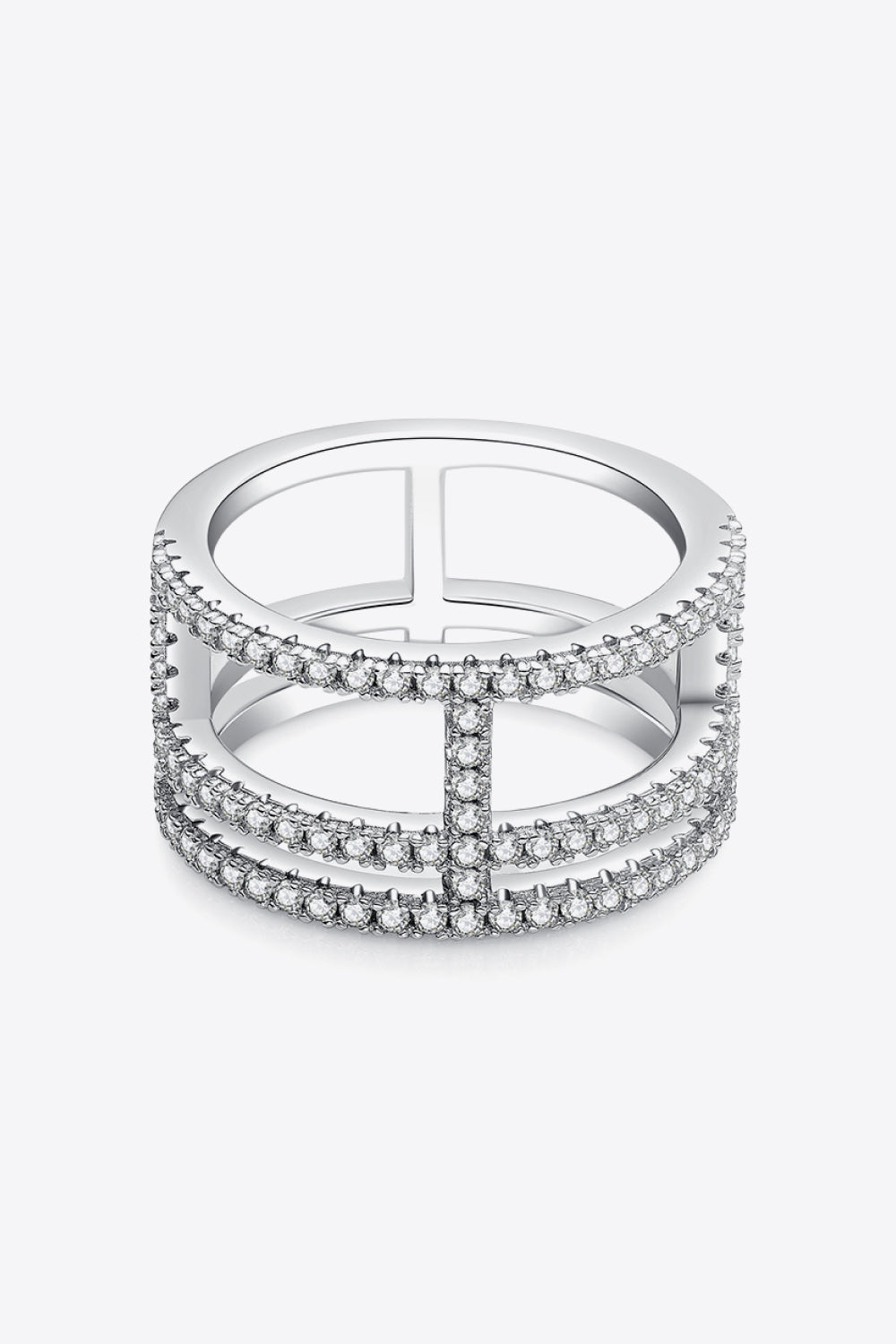 Adored Moissanite Cutout Wide Ring 