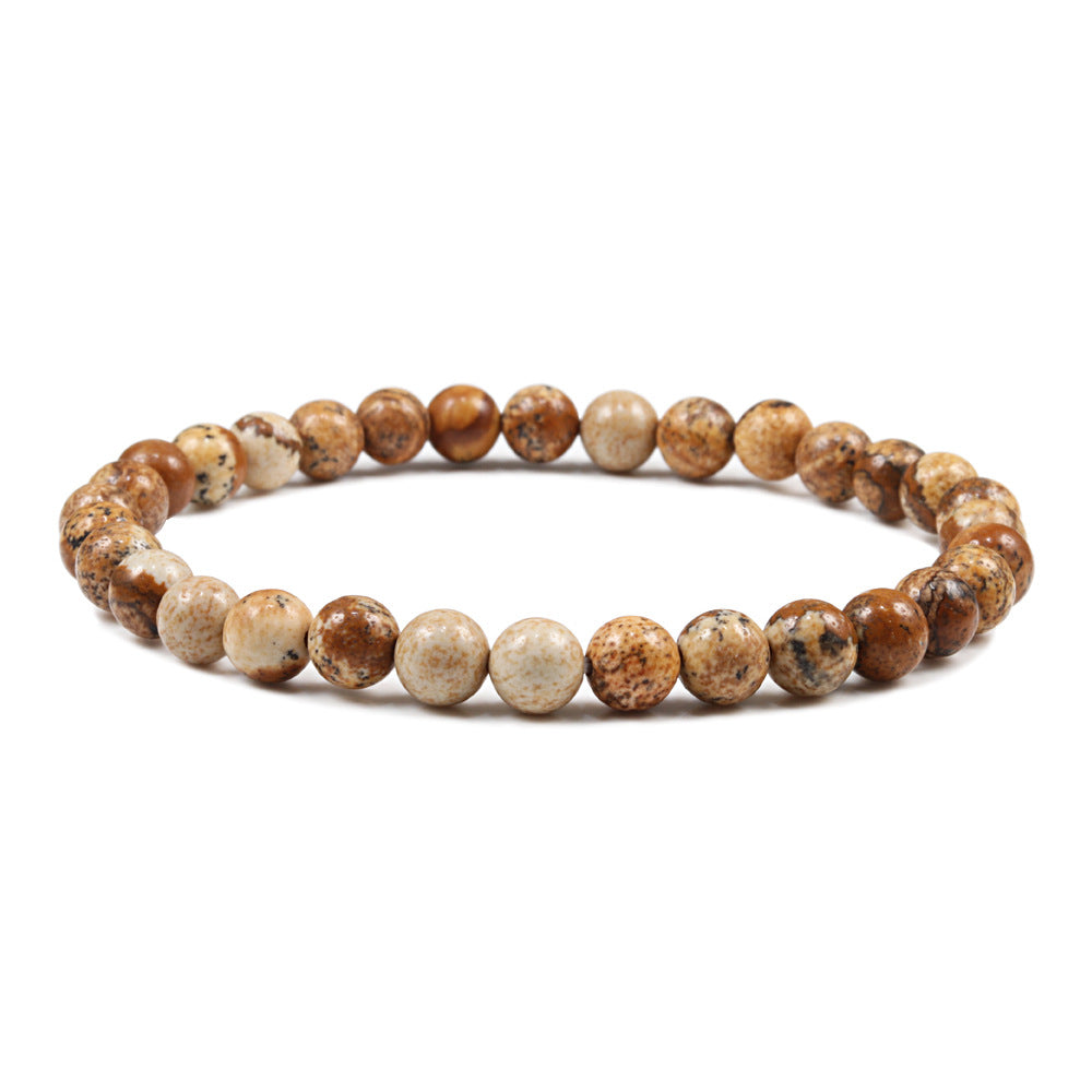 Buddha Pearl Bracelet 6mm Picture Stone White