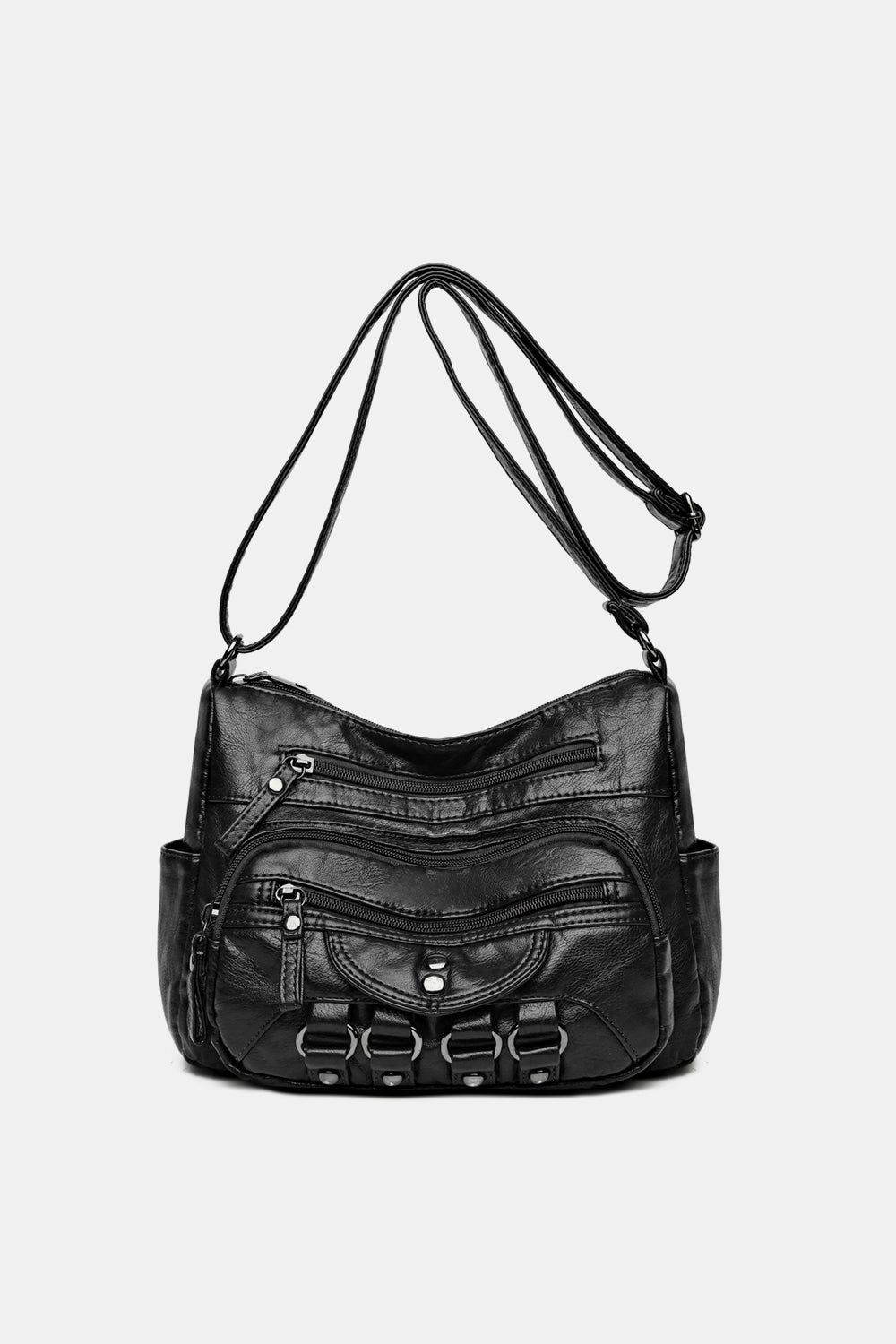 PU Leather Adjustable Strap Crossbody Bag 