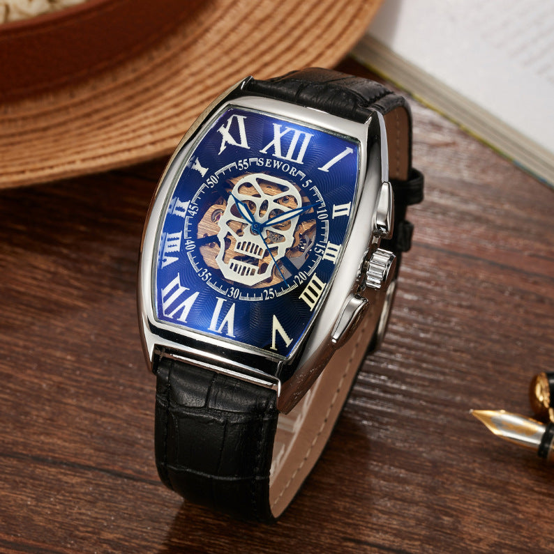 Wine Barrel Square Hollow Transparent Bottom Men's Mechanical Watch