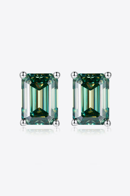 2 Carat Moissanite Stud Earrings in Green 