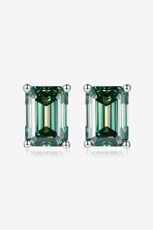 2 Carat Moissanite Stud Earrings in Green 