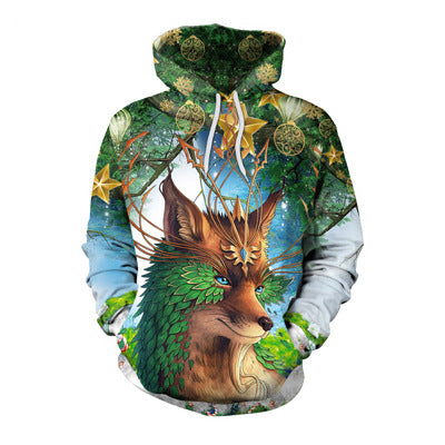 Digital Printing Hooded Polyester Sweater Pullover Plus Size