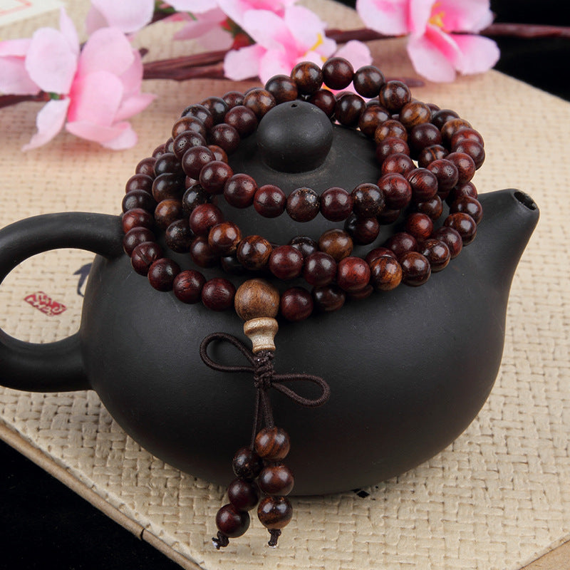 108 Dark sandalwood buddha beads safe rosary bracelet