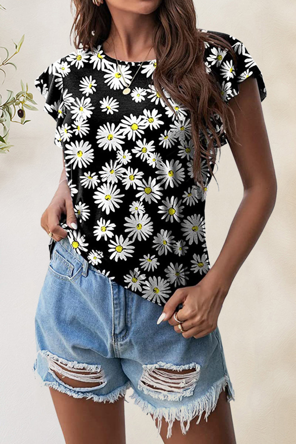 Printed Round Neck Short Sleeve T-Shirt