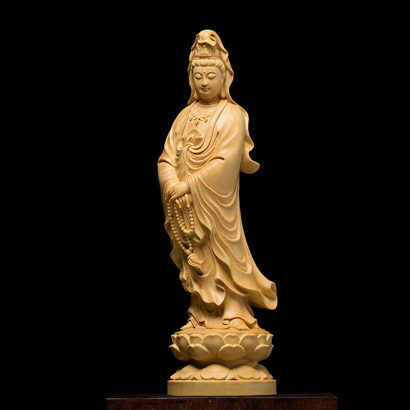 Small Leaf Boxwood Buddha Statue