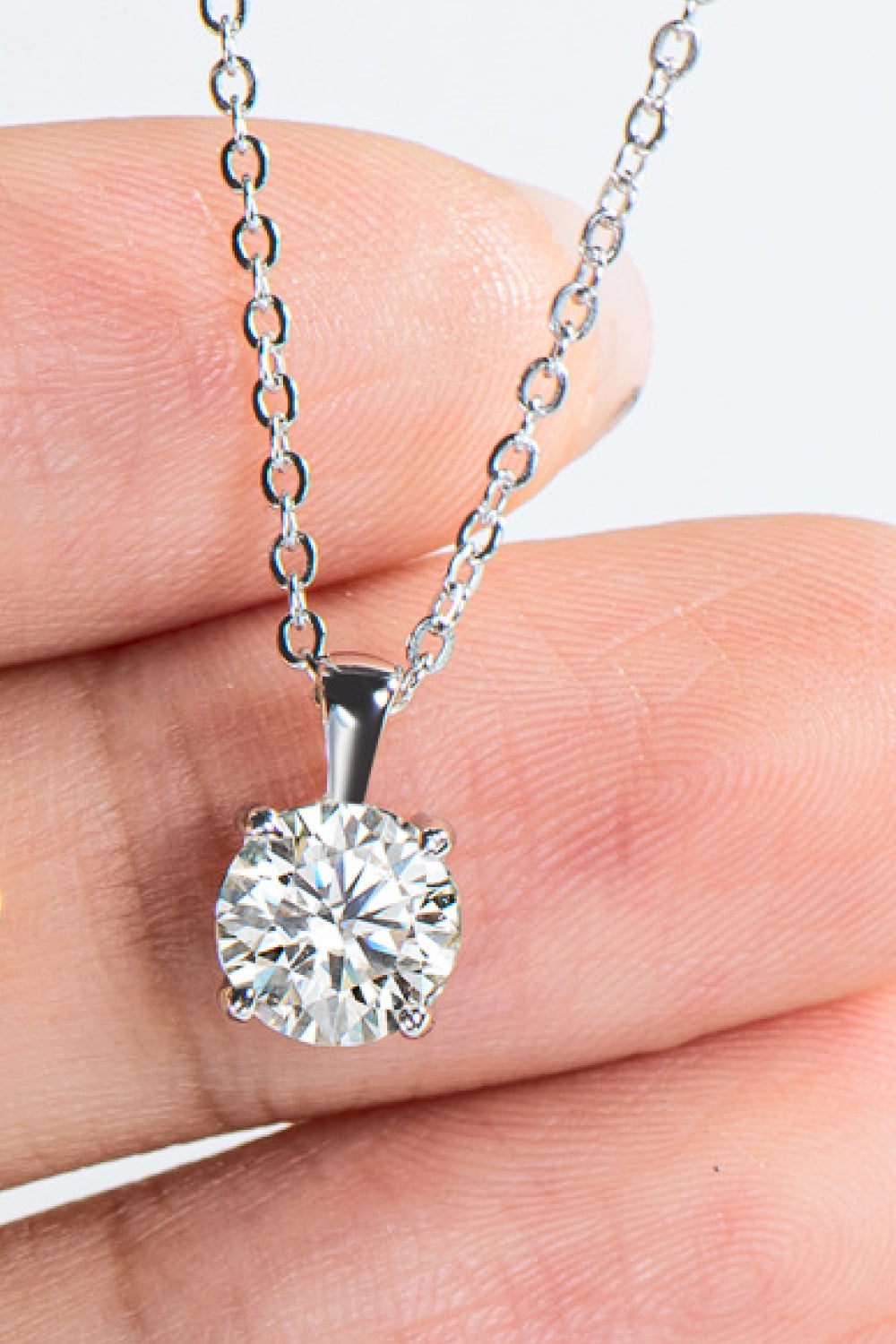 925 Sterling Silver 1 Carat Moissanite Chain-Link Necklace 