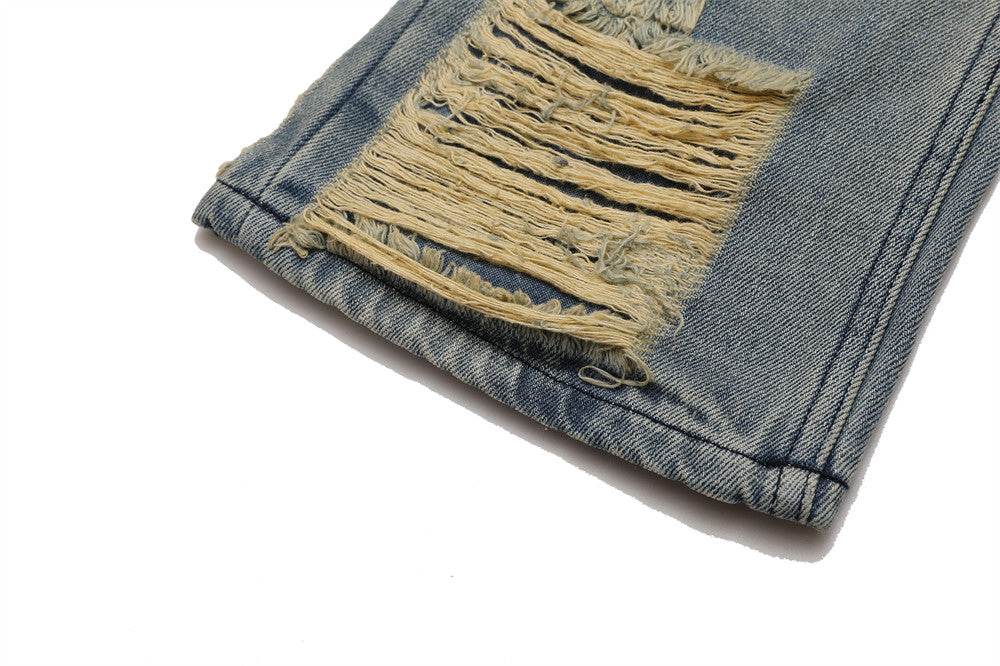 High Street Hand Scratched Whiskering Jeans Men's