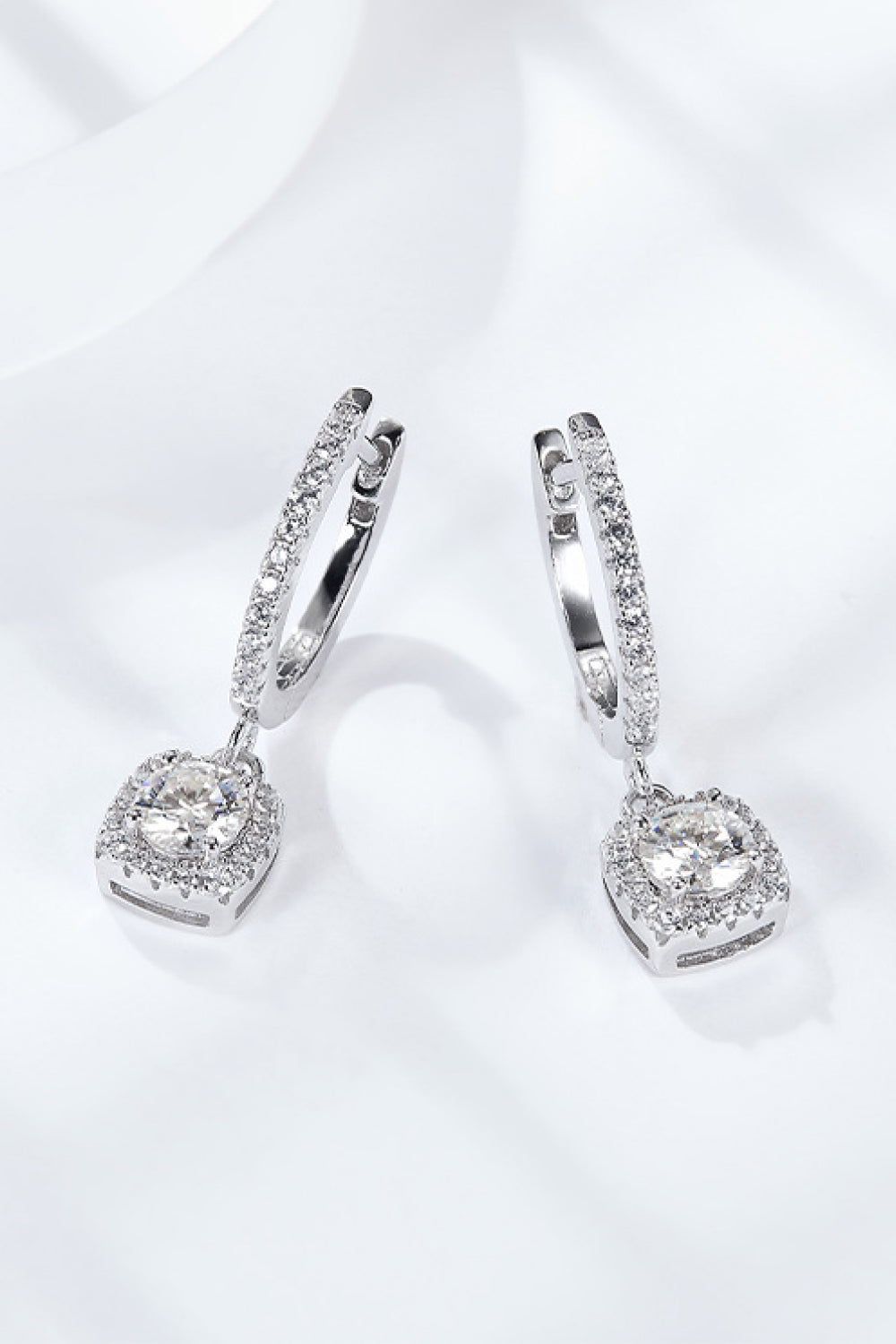 Adored Moissanite Huggie Drop Earrings 