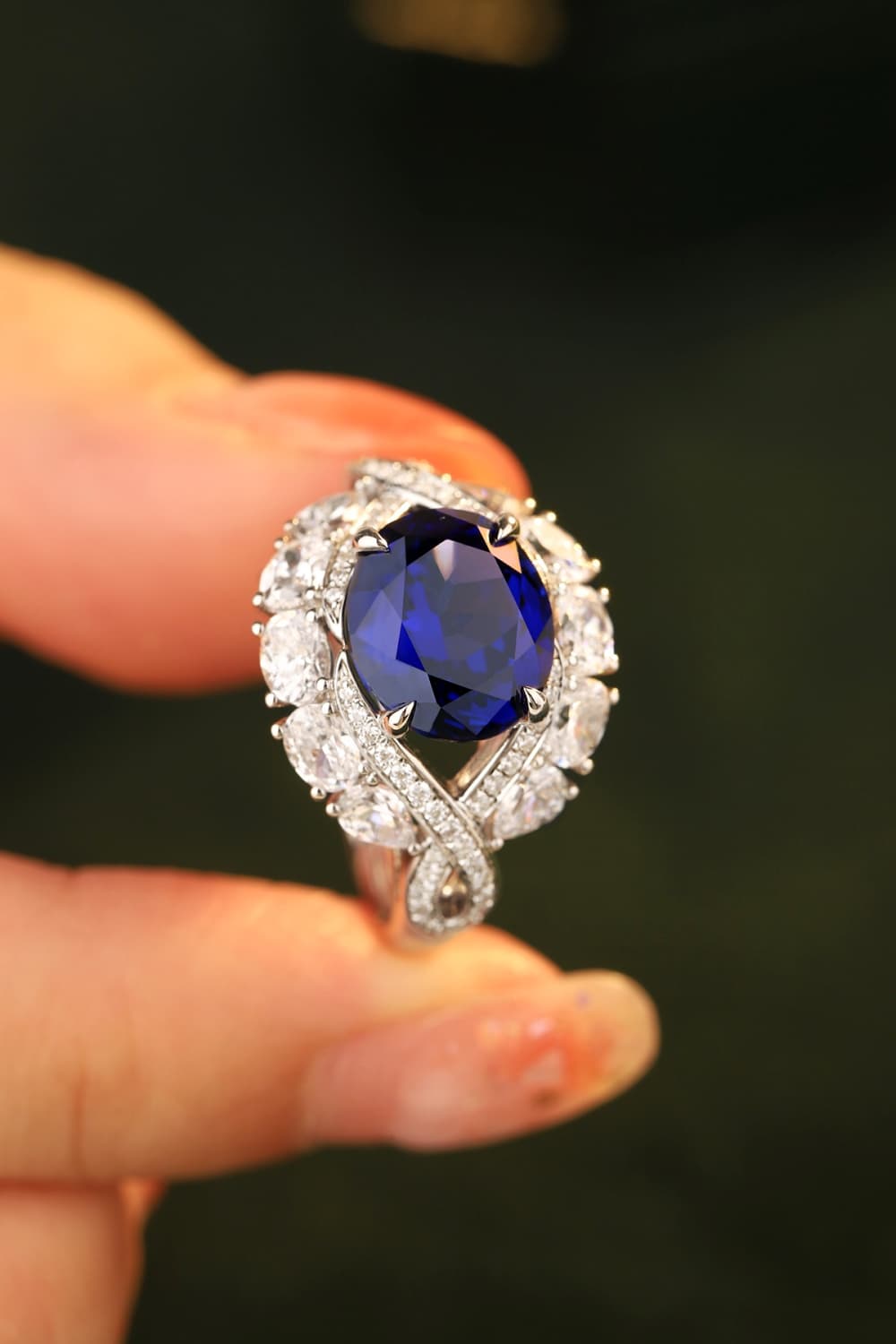 5 Carat Lab-Grown Sapphire Platinum-Plated Ring 