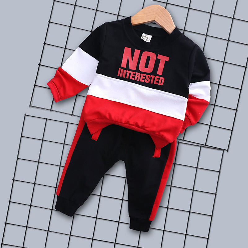 Boys letter sports color matching two-piece set