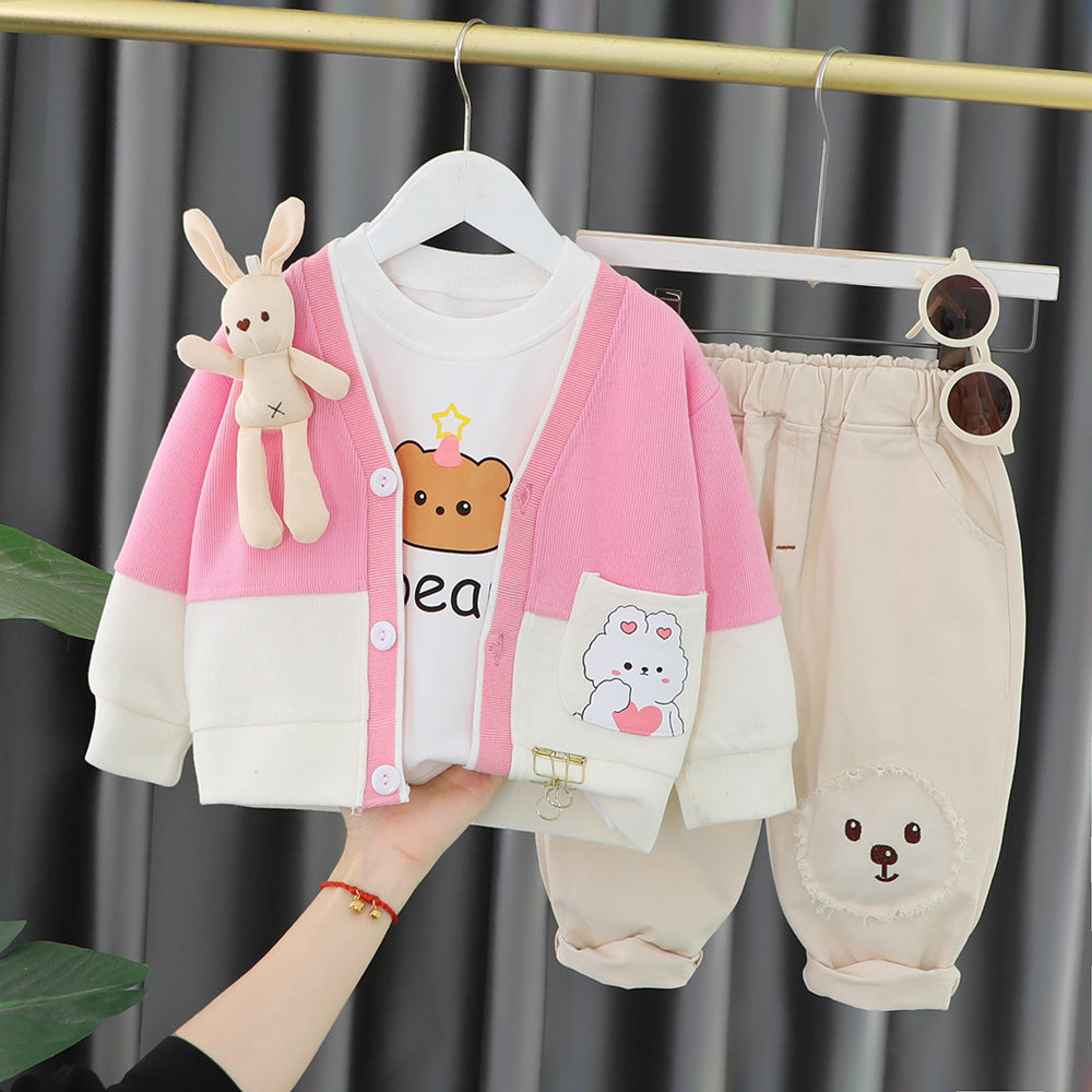 Children's Cardigan Three-piece Spring And Autumn New