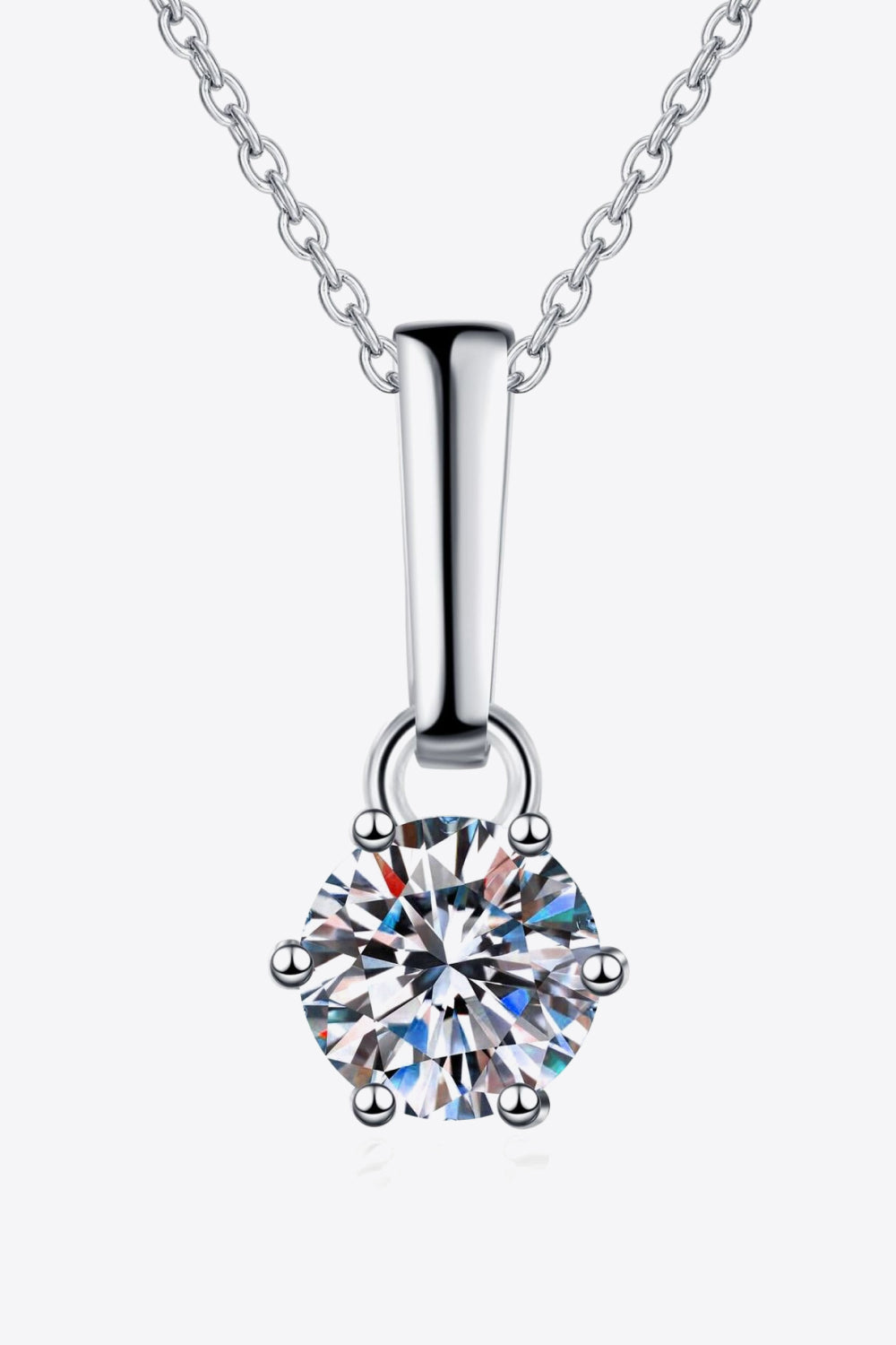 1 Carat Moissanite 925 Sterling Silver Chain-Link Necklace 