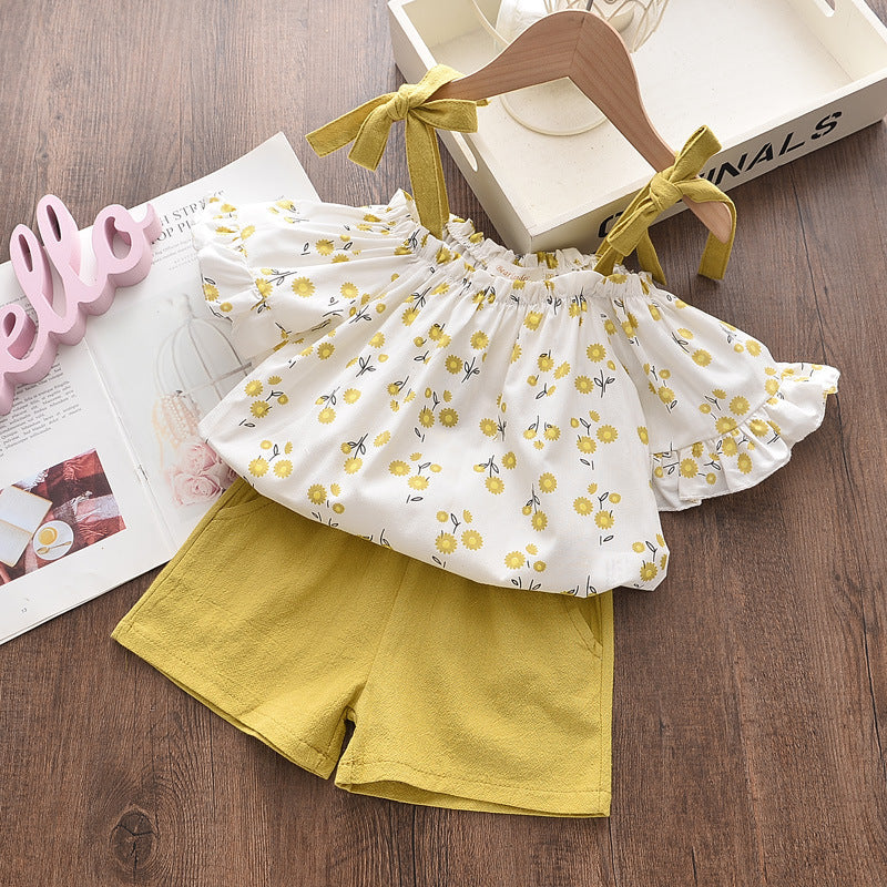 Summer Children's Sleeveless Shirt Shorts Two-piece Suit