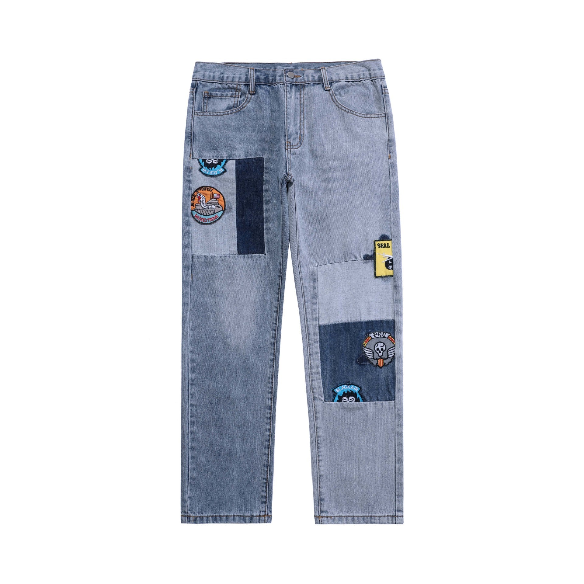 Men's Street Pattern Embroidered Jeans Guochao