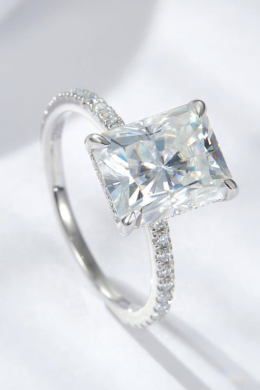 4 Carat Moissanite 4-Prong Side Stone Ring 