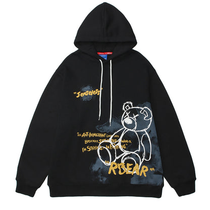 Bear Graphic Print Hoodie