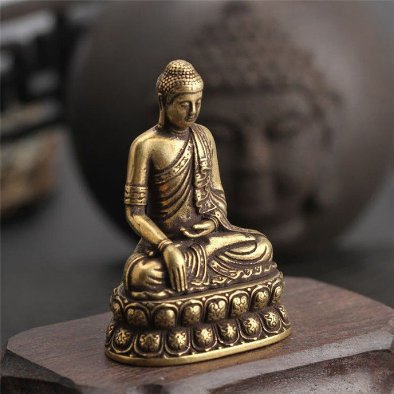 Pure Copper Small Buddha Statue Solid Brass Sakyamuni