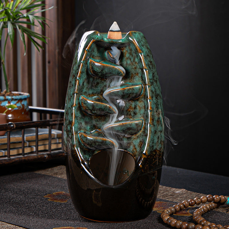 Ceramic Retro Stone Mill Back Flow Incense Creative Back Flow Incense Burner Ornaments