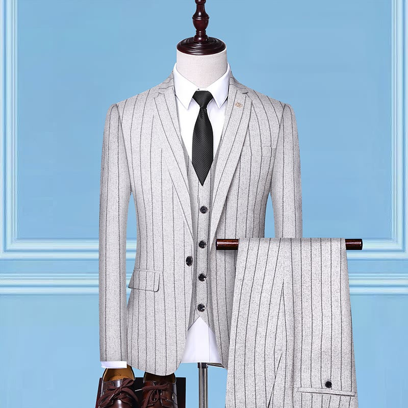 Men's slim striped suit three-piece suit 