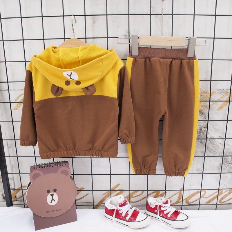 Children's hooded long-sleeved sweatshirt sports suit