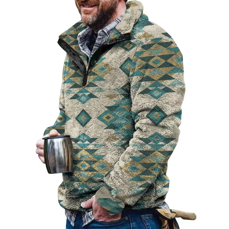 Men's Casual Flannel Plush Sweatshirt