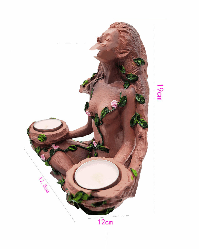 Goddess Balance Elf Candlestick Meditation Resin