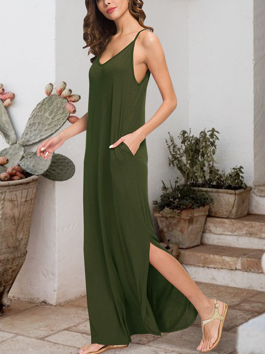 Slit Scoop Neck Sleeveless Dress 