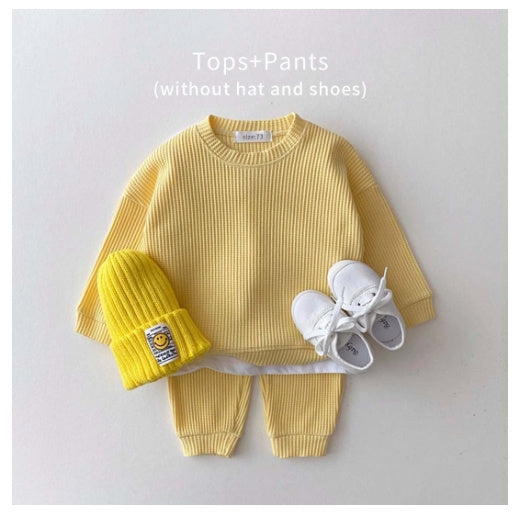 Infant Children's Clothing Sports Suit Spring And Autumn Korean Baby Casual Sweater Suit Boys And Girls Two-piece Trousers