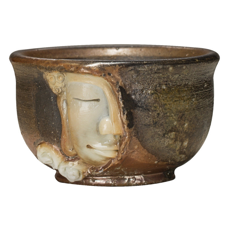 Hand Carved Buddha Face Teacup Ceramics