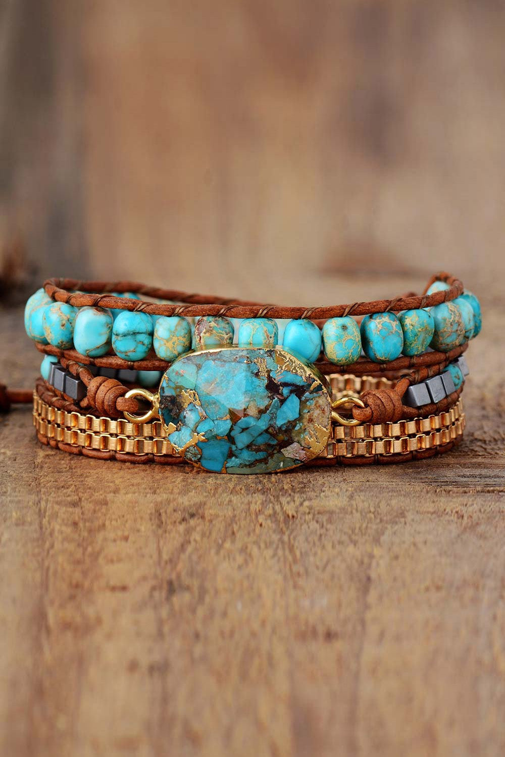 Handmade Natural Stone Copper Bracelet 